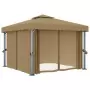 Gazebo con Tende 3x3 cm Grigio Talpa in Alluminio