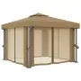 Gazebo con Tende 3x3 cm Grigio Talpa in Alluminio