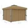 Gazebo con Tende 3x3 cm Grigio Talpa in Alluminio