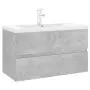 Mobile Bagno con Lavabo Integrato Grigio Cemento in Truciolato