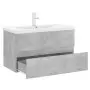 Mobile Bagno con Lavabo Integrato Grigio Cemento in Truciolato