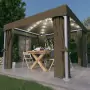 Gazebo con Tende e Stringa di Luci LED 3x3 m Grigio Talpa