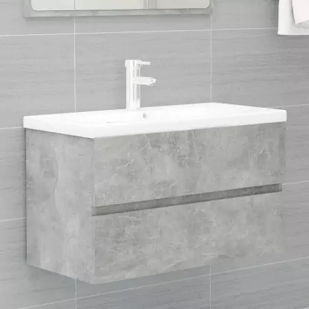 Mobile Bagno con Lavabo Integrato Grigio Cemento in Truciolato