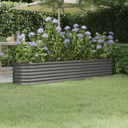 Vaso da Giardino Acciaio Verniciato Polvere 224x40x36 cm Grigio