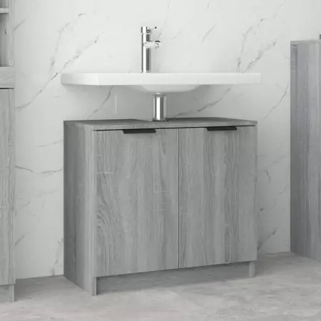 Mobile Bagno Grigio Sonoma 64,5x33,5x59 cm in Legno Multistrato