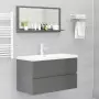 Specchio da Bagno Grigio Lucido 80x10,5x37 cm in Truciolato