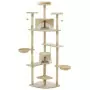 Albero per Gatti e Tiragraffi in Sisal 203 cm Beige e Bianco