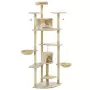 Albero per Gatti e Tiragraffi in Sisal 203 cm Beige e Bianco