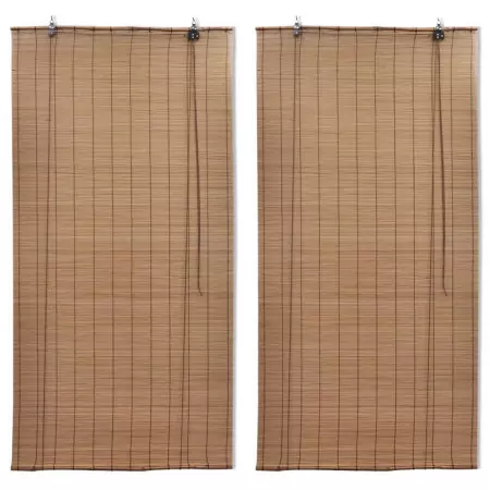 Tende Oscuranti in Bambù 2 pz 150 x 220 cm Marroni