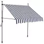 Tenda da Sole Retrattile Manuale con LED 200 cm Blu e Bianco