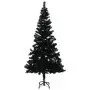 Set Albero Natale Artificiale con LED e Palline Nero 180 cm PVC