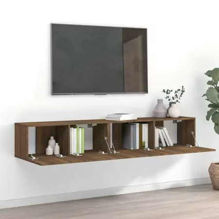 Set Mobili Porta TV 2 pz Rovere Marrone in Legno Multistrato