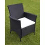 Set da Pranzo da Giardino 9 pz con Cuscini in Polyrattan Nero