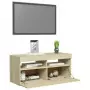 Mobile Porta TV con Luci LED Rovere Sonoma 90x35x40 cm