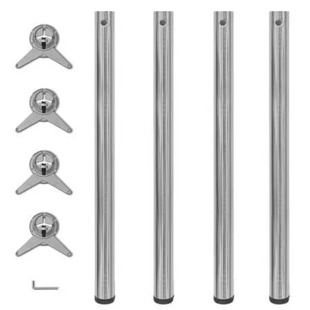 Set Gambe Tavolo 4 pz in Nickel Spazzolato Regolabili 870 mm