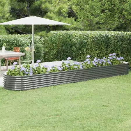 Vaso da Giardino Acciaio Verniciato Polvere 440x80x36 cm Grigio