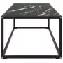 Tavolino da Salotto Nero con Vetro Marmo Nero 120x50x35 cm