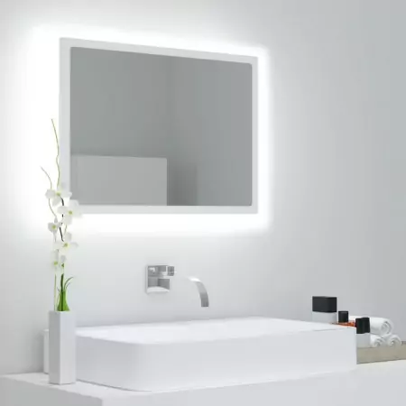 Specchio da Bagno con LED Bianco 60x8,5x37 cm in Acrilico