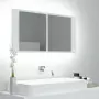 Armadietto a Specchio con Luci LED Bianco 90x12x45 cm