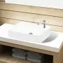 Lavandino Bagno in Ceramica Bianca con Foro per Rubinetto