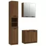 Set Mobili da Bagno 3 pz Rovere Marrone in Legno Multistrato