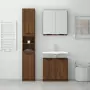 Set Mobili da Bagno 3 pz Rovere Marrone in Legno Multistrato