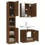 Set Mobili da Bagno 3 pz Rovere Marrone in Legno Multistrato