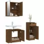 Set Mobili da Bagno 3 pz Rovere Marrone in Legno Multistrato