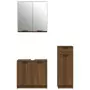 Set Mobili da Bagno 3 pz Rovere Marrone in Legno Multistrato