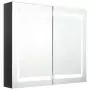 Armadietto Bagno con Specchio e LED Nero Lucido 80x12x68 cm