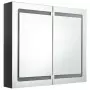 Armadietto Bagno con Specchio e LED Nero Lucido 80x12x68 cm