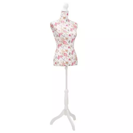 Busto Sartoriale Donna Manichino Cottone Bianco con Rose