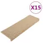 Tappeti Autoadesivi Scale Aspetto Sisal 15 pz 65x25 cm Sabbia