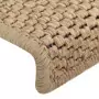 Tappeti Autoadesivi Scale Aspetto Sisal 15 pz 65x25 cm Sabbia