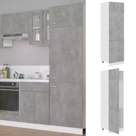 Armadio per Frigo Grigio Cemento 60x57x207 cm in Truciolato