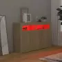 Credenza con Luci LED Rovere Sonoma 115,5x30x75 cm