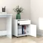 Mobiletto con Rotelle Bianco Lucido 45x38x54 cm in Truciolato