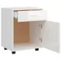 Mobiletto con Rotelle Bianco Lucido 45x38x54 cm in Truciolato