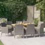 Set da Pranzo per Giardino 9 pz con Cuscini Grigio