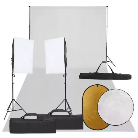 Kit per Studio Fotografico con Set Luci, Fondale e Riflettore