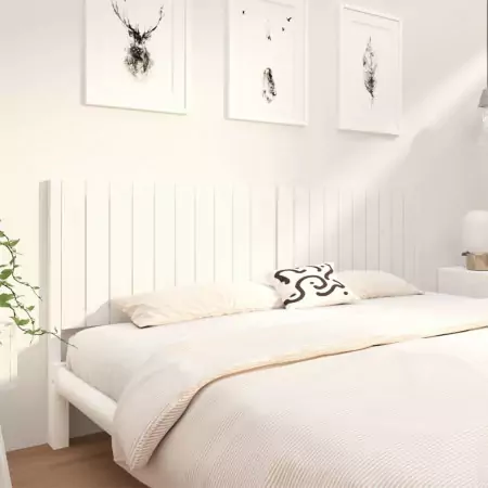 Testiera per Letto Bianca 205,5x4x100 cm Legno Massello di Pino