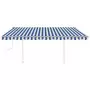 Tenda da Sole Retrattile Manuale con LED 4,5x3,5 m Blu e Bianca