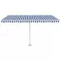 Tenda da Sole Retrattile Manuale con LED 450x350 cm Blu Bianco