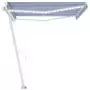 Tenda da Sole Retrattile Manuale con LED 450x350 cm Blu Bianco