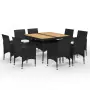 Set da Pranzo da Giardino 9 pz in Polyrattan e Acacia Nero