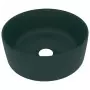 Lavandino Lusso Rotondo Verde Scuro Opaco 40x15 cm in Ceramica