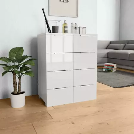 Credenza con Finitura Lucida Bianca 60x35x80 cm in Truciolato