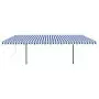 Tenda da Sole Retrattile Manuale con LED 6x3 m Blu e Bianca