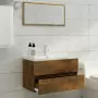 Mobile Bagno con Lavabo Integrato Rovere Fumo Legno Multistrato