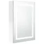 Armadietto Bagno con Specchio e LED Bianco Lucido 50x13x70 cm